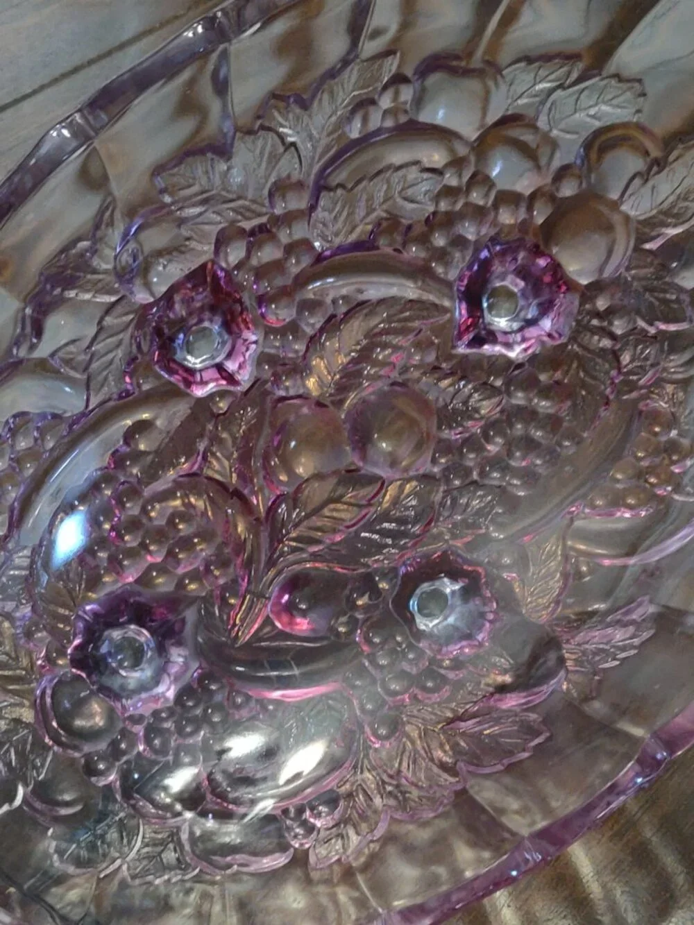 Indiana Glass Vintage Pink Glass Footed Oval Fruit Bowl